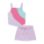 CONJUNTO INFANTIL KUKIÊ CROPPED E SHORTS EM SARJA LILÁS