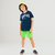 CONJUNTO INFANTIL BG CAMISETA MM E BERMUDA MOLETINHO VERDE NEON NEW YORK