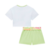 CONJUNTO INFANTIL KUKIÊ BLUSA ARCO-ÍRIS E SHORT VERDE - Cubo Mágico Kids | Moda Infantil - Teen - Bebê