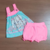 CONJUNTO INFANTIL BATA COTTON URSINHO SHORTS NEON