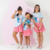 CONJUNTO INFANTIL BLUSA STITCH E SAIA BALONE ROSA