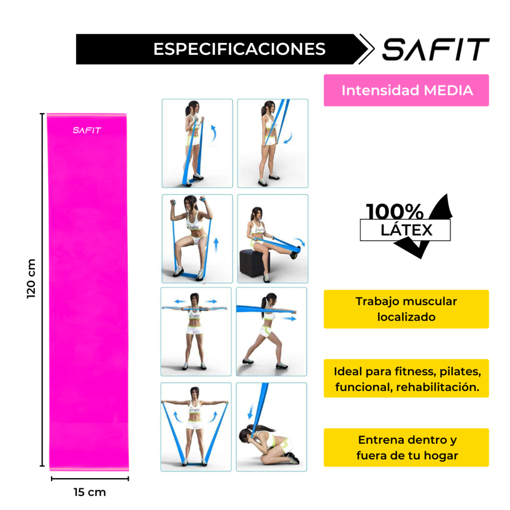 Banda Elástica Larga Látex Media Rehabilitación Fitness Yoga