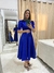 Vestido Mide em Jacar 3D Azul Royal Aline Moda Evangélica