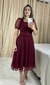 Vestido godê mídi em tule Marsala Antonia moda Evangélica - comprar online