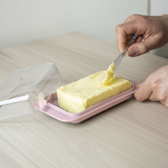 Manteigueira Porta Manteiga de Plástico Break Ou Rosa Quartz