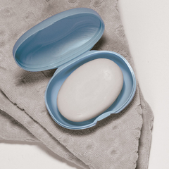 Saboneteira de Plástico Porta Sabonete Portátil para Bolsa Viagem Azul