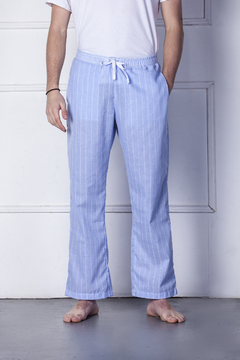 TOTEM-Pantalón hombre Loungewear de Algodón y Lino - OLYMPIA BLUE Argentina