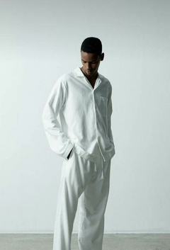 OSCAR - Set Pijama Largo para hombre de Algodón blanco