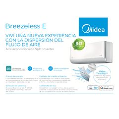 SPLIT MIDEA INVERTER BREEZELESS E DE 4859 FRIGORIAS FRIO CALOR