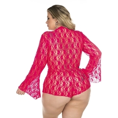 Macaquinho Plus Size Princesa Pimenta Sexy Cor Pink Tam GG - comprar online