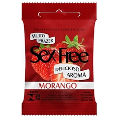 Preservativo Lubrificado Sex Free Aroma Morango com 3 unidades