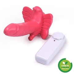 Massageador Butterfly clitoriano e anal com pênis 14 x 2,5 cm