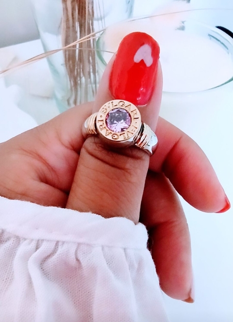 Anillo Bvlgari cubic rosa plata y oro