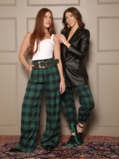 Calça Pantalona Xadrez Verde Escuro - comprar online