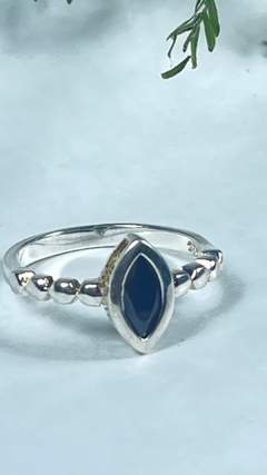 anillo plata y cristal negro ovalado - comprar online