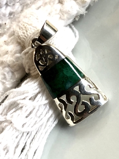 Dije plata y piedra peruana verde