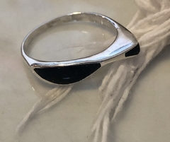 Anillo Plata y piedra negra - tienda online