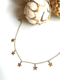 Collar plata dorada estrellas - comprar online