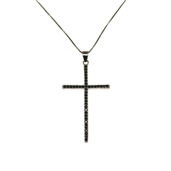 Colar Crucifixo Zircônias Negras