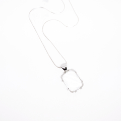 Colar Prata 925 Pingente Cristal Retangular Translúcido - comprar online