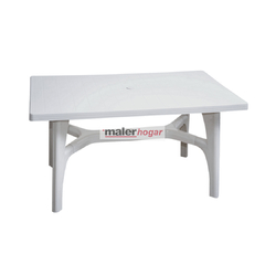 Mesa rectangular reforzada blanca con estructura en forma de cruz, patas desmontables. cod.004520