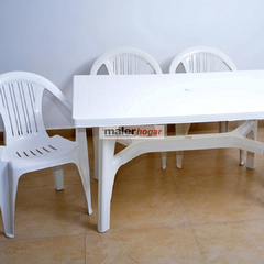 Mesa rectangular reforzada blanca con estructura en forma de cruz, patas desmontables. cod.004520 - comprar online