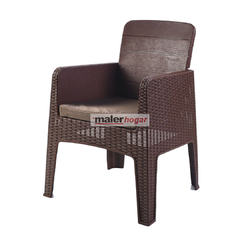 Sillón MILO con almohadón- Plástico Símil Ratán Apilable - cod.006132y32A