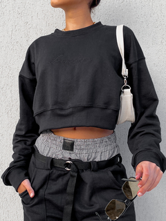 Buzo crop oversize Magic Black - comprar online