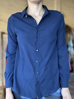 Blusa azul con tablas - comprar online