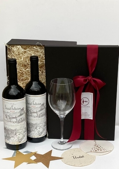 Box Saint Felicien Malbec x 2 botellas + Copon de Cristal