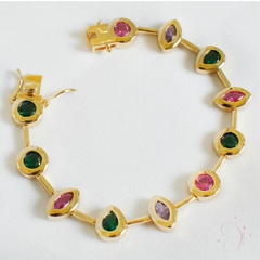 Imagem do Pulseira Formas Pedras Colors banhado em ouro 18k