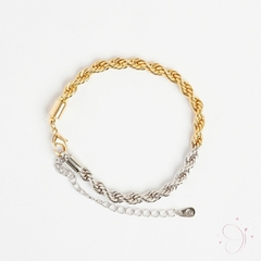 Pulseira Elo Baiano Bicolor folheado em ouro 18k - comprar online