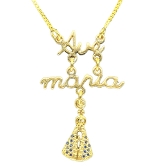 Colar Veneziana Ave Maria folheado em ouro 18k