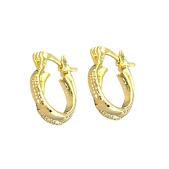 Brinco Argola Dois Fios Texturizada folheado em ouro 18k