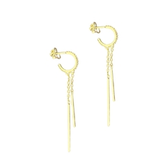 Brinco Argola Cravejada Dois Pêndulos folheado em ouro 18k - comprar online