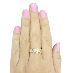 Anel Espirito Santo Cravejado folheado em ouro 18k - comprar online