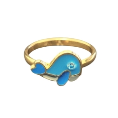 Anel Infantil Baleia Azul folheado em ouro 18k