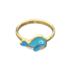 Anel Infantil Baleia Azul folheado em ouro 18k - comprar online