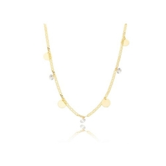 Gargantilha Choker Placa e Ponto de Luz folheado em ouro 18k