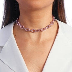 Gargantilha Choker Elo Liso folheado em Verniz Pink - comprar online