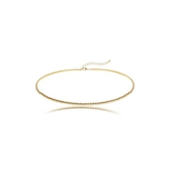 Gargantilha Choker Aro Rígido Bola Riviera folheado ouro 18k