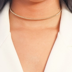 Gargantilha Choker Aro Rígido Bola Riviera folheado ouro 18k - comprar online