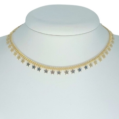 Gargantilha Choker Elo Grumet Estrela folheado em ouro 18k