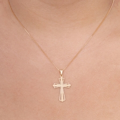 Colar Veneziana Crucifixo folheado em ouro 18k