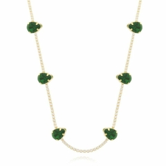 Chocker Riviera Gotas Esmeralda 36cm+10cm folheado em ouro 18k