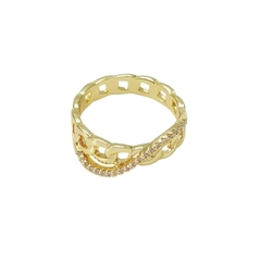 Anel Corrente Cravejada folheado em ouro 18k - comprar online