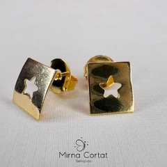 Brinco Chapa com Estrela banhado em ouro 18k - comprar online