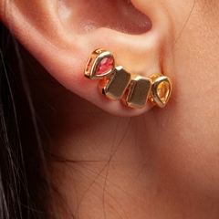 Brinco Ear Cuff Quadrados e Gotas banhado em ouro 18k - comprar online