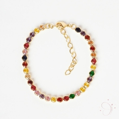 Pulseira Zircônias Colors 4mm banhado em ouro 18k - comprar online