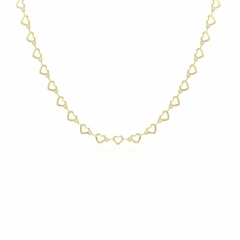 Chocker Corações Vazados 32cm+10cm banhado em ouro 18k na internet